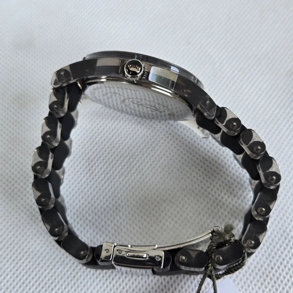 Juicy Couture Womens Rich Watch 1900870 Black Clear Link Band NWT 6.5